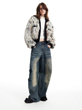MUKTANK x WESAME Winter Retro Stand Collar Short Eco-leather Coat