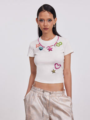 MUKTANK x Damage Asia Necklace Printed Stretchy T-shirt