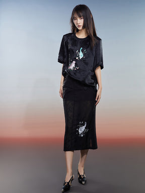 MUKZIN Charming Slim Fit Paneled Lace High-quality Skirt