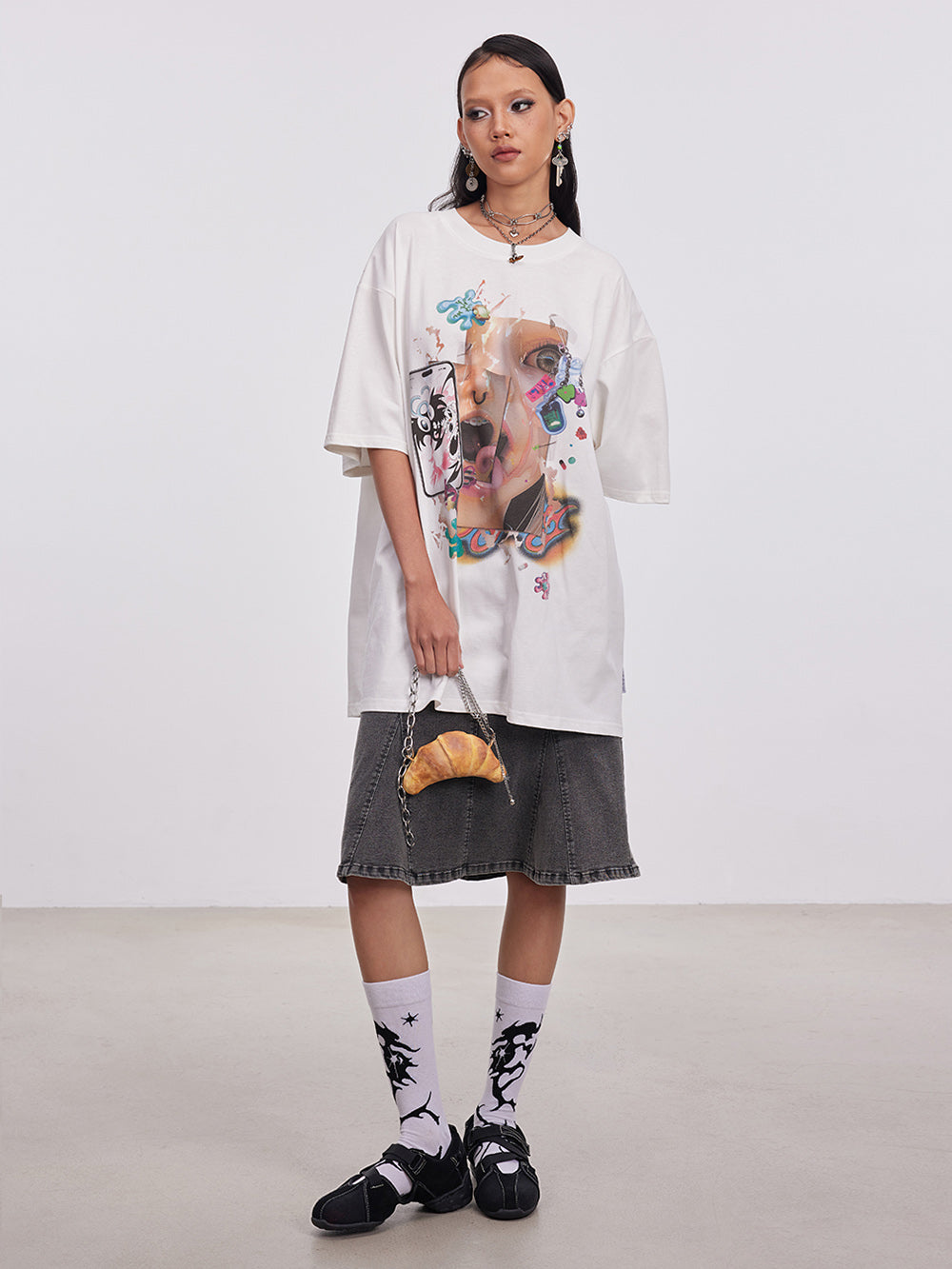 MUKTANK x Damage Asia "Cyber Kisz" Loose-fitting T-shirt