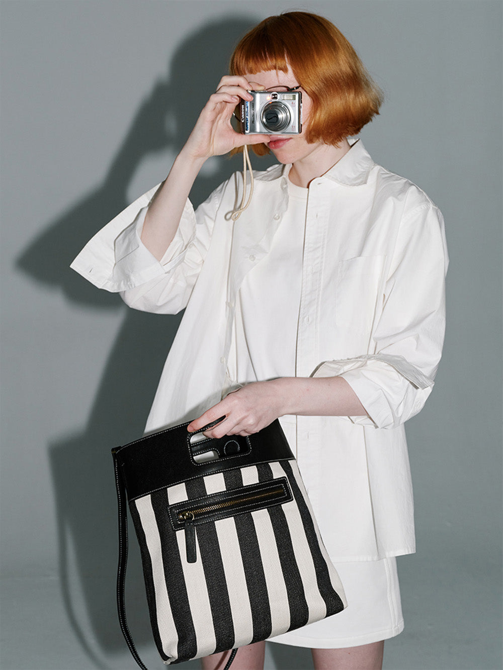 MUKTANK x Yamaguchi Mioko Striped Handbag