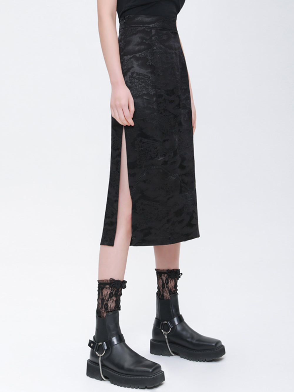 MUKTANK×CUUDICLAB Silk Hollowed-out Skirts