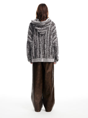 MUKTANK x WESAME Winter and Autumn Oversize Hooded Thick Knited Cardigan