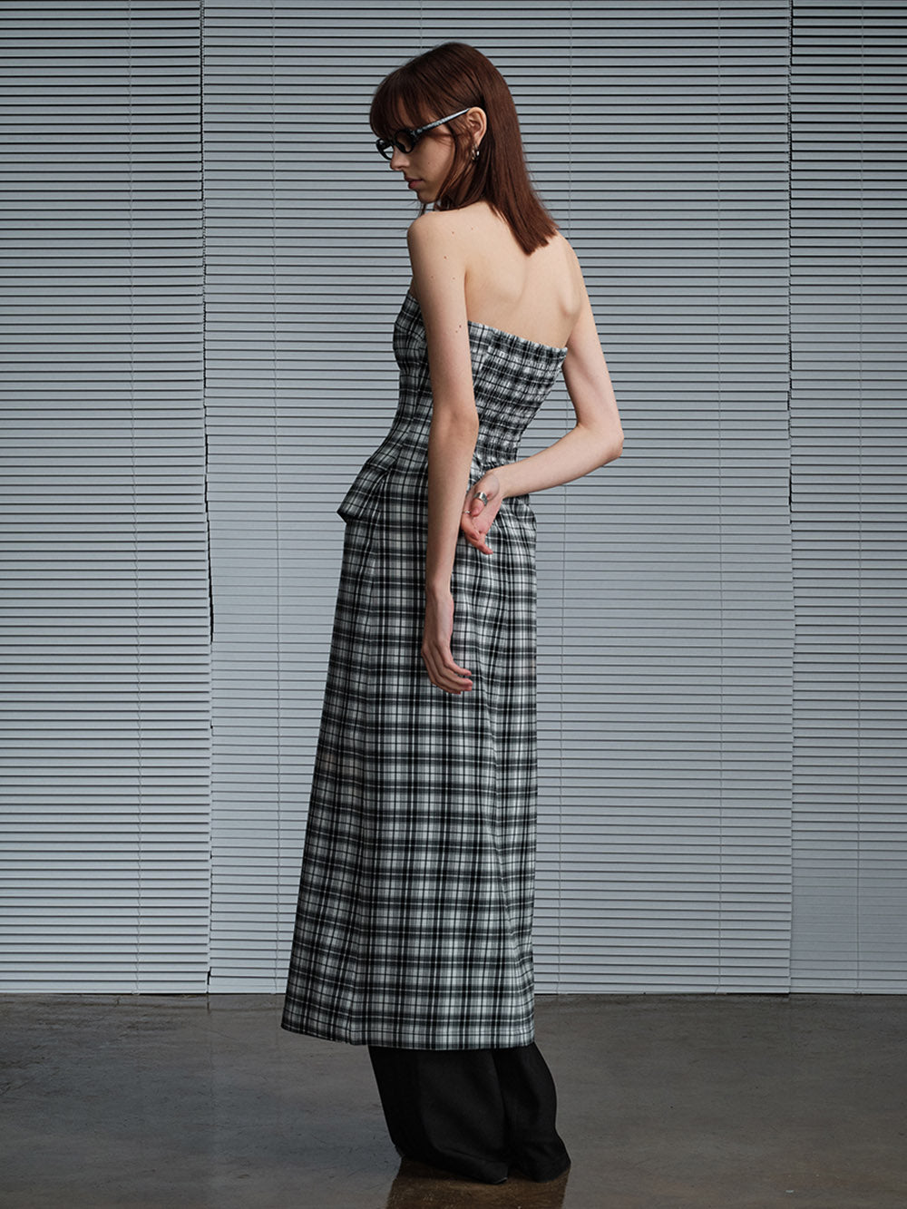 MUKTANK x MODULER Plaid Strapless Dress