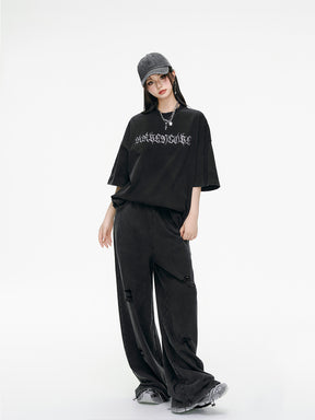 MUKTANK x ARDENCODE Washed Embellished Oversized Cotton T-shirt