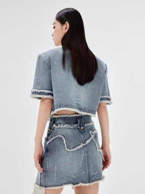 MUKZIN Vintage Denim Short Sleeve Jacket