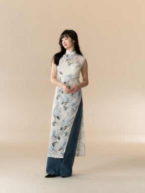 MUKTANK X LOUMUTAKU "Cat and Dog Party" Hand-painted Slit Cheongsam