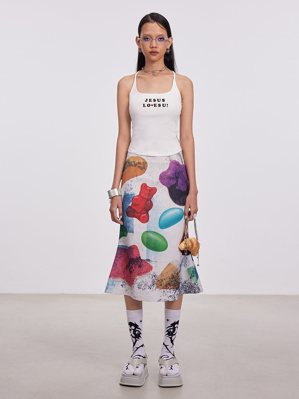 MUKTANK x Damage Asia Bear-shaped Gummy Candy Print Mermaid Skirt