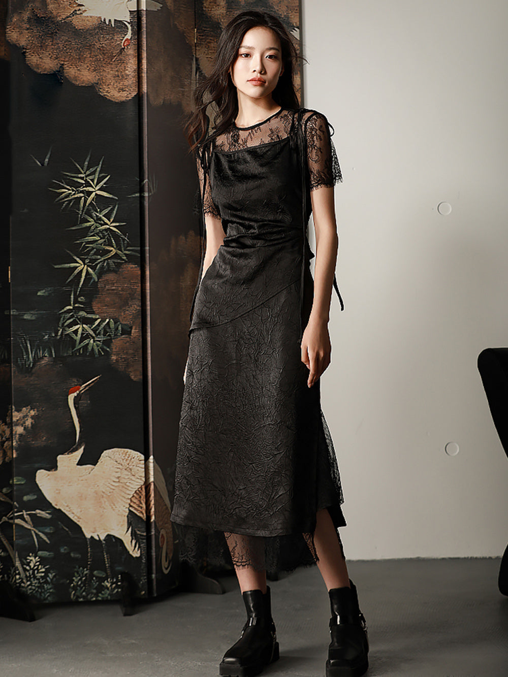 MUKTANK X CUUDICLAB Faux Two-Piece Lace Skirt