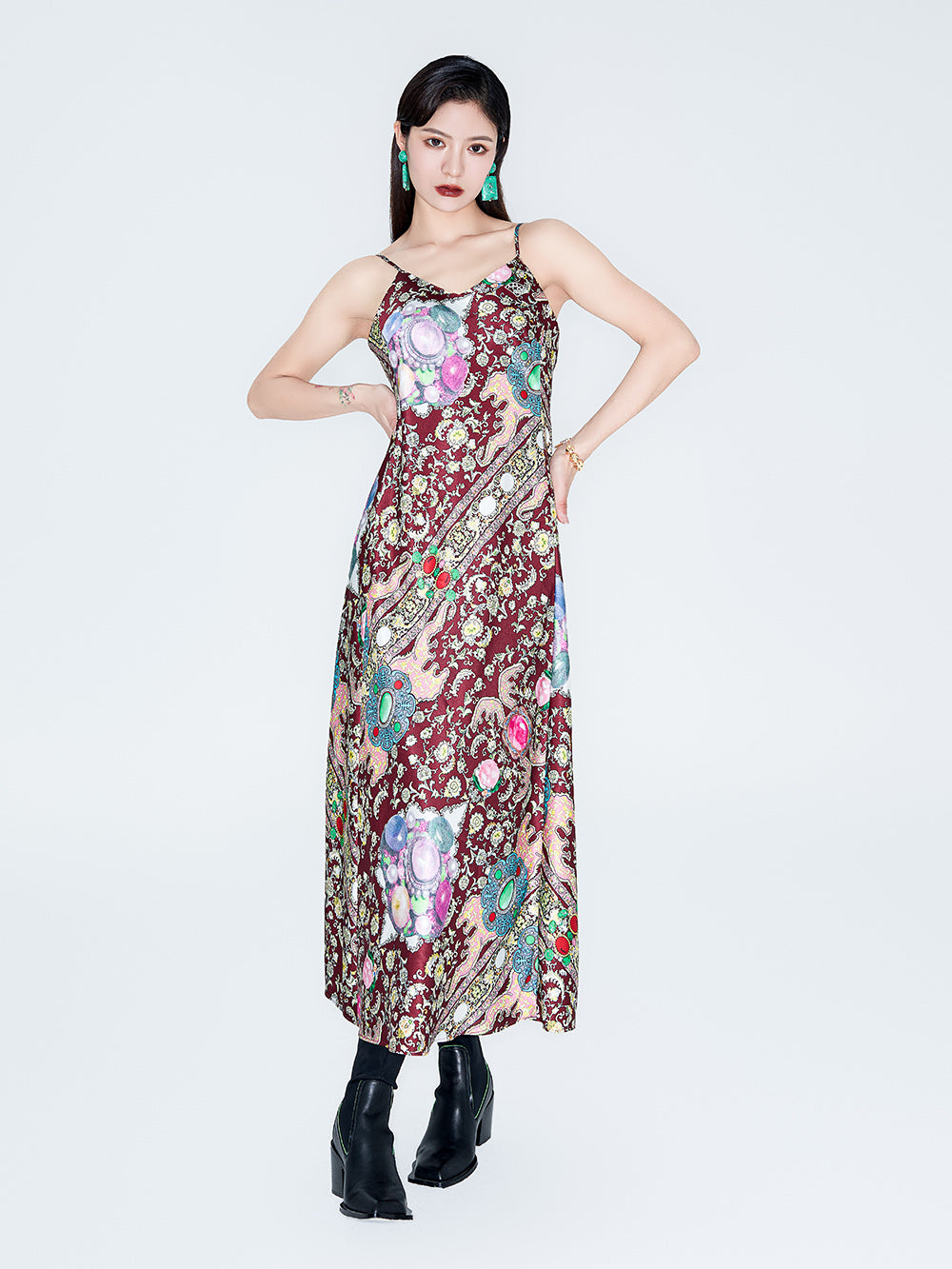 MUKIZN Linglong Printed Sexy Sling Dress