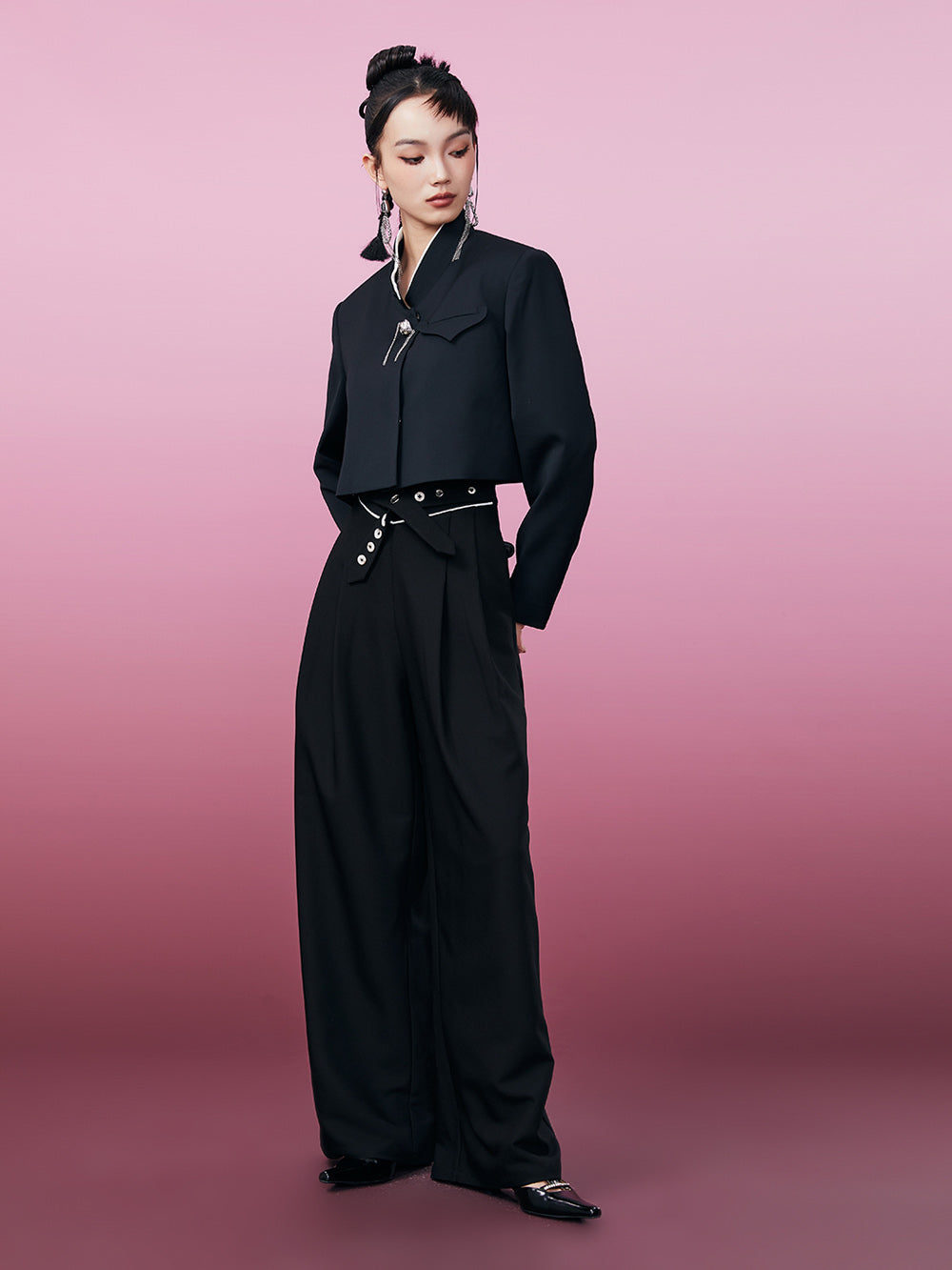 MUKZIN  Straight Wide-leg Pants Look Slim Loose Simple