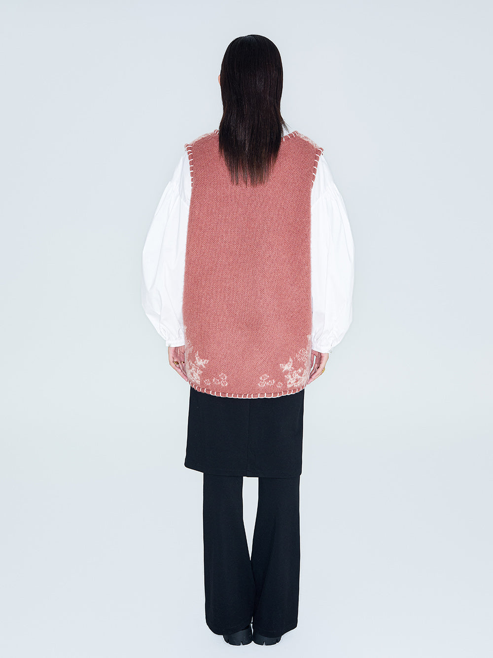 MUKZIN Linglong "Mandarin Duck"  Mohair Knitted Large Round Collar Vest