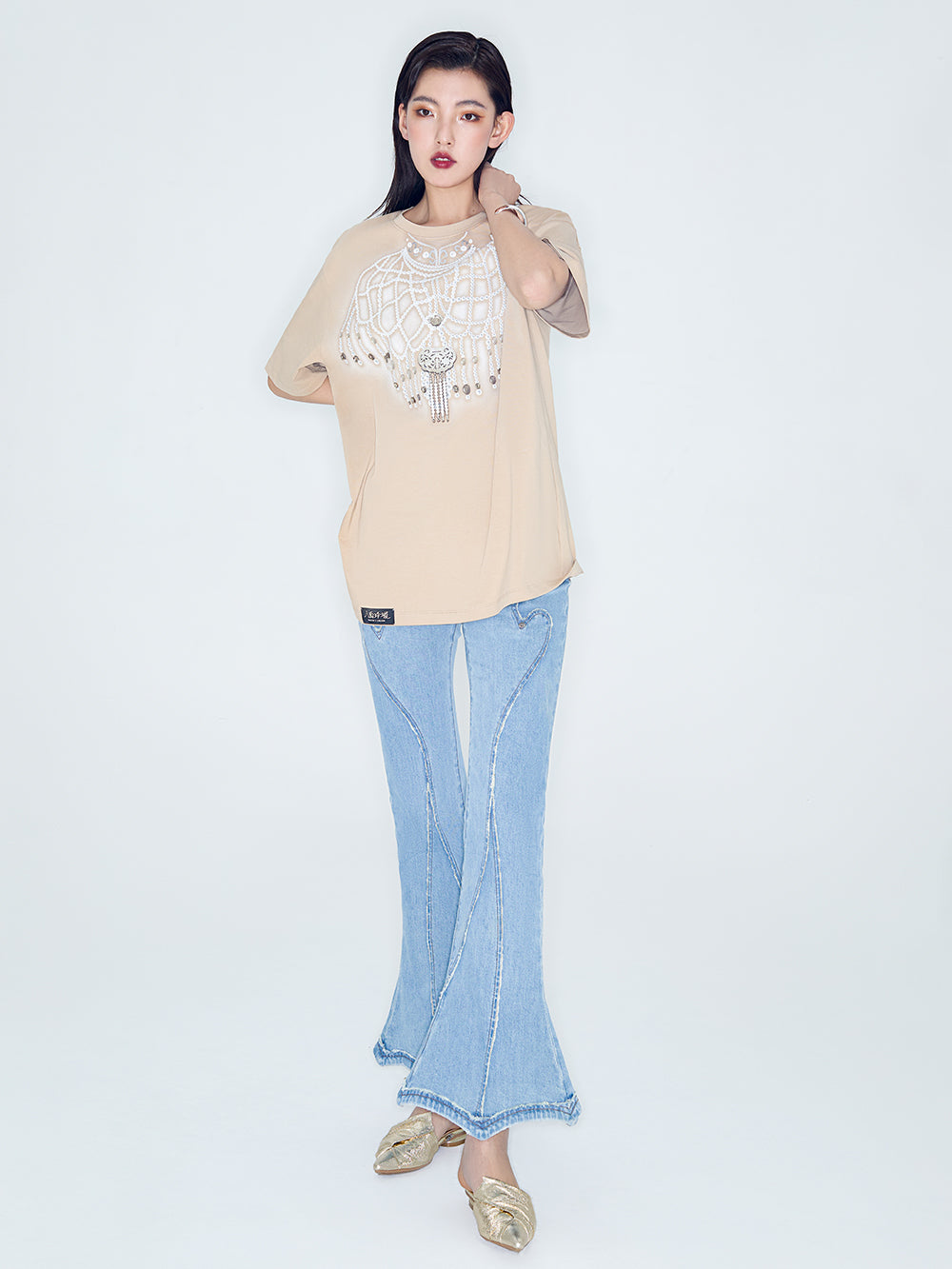 MUKZIN Linglong Series "Pretty Lady" Retro Slim Fit Denim Horseshoe Pants