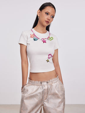 MUKTANK x Damage Asia Necklace Printed Stretchy T-shirt