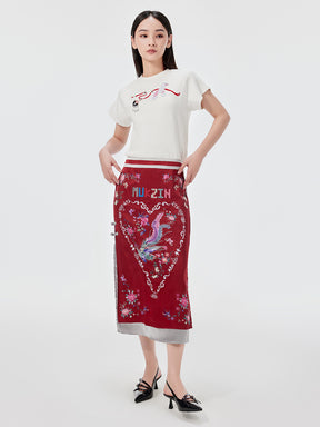 MUKZIN 2-color Loose Embroidered T-shirt