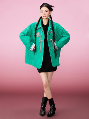 MUKZIN Chinese Costume Elements Green Quilted Jacket
