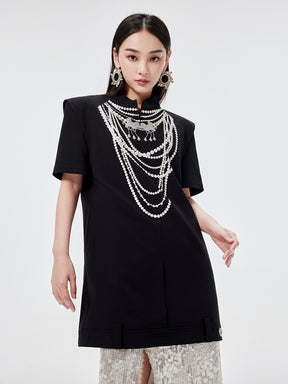 MUKZIN Chinese Style Stand Collar Loose Fashion Rivet Dress