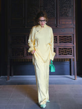 MUKZIN Yellow Jacquard Loose Wide-leg Pants