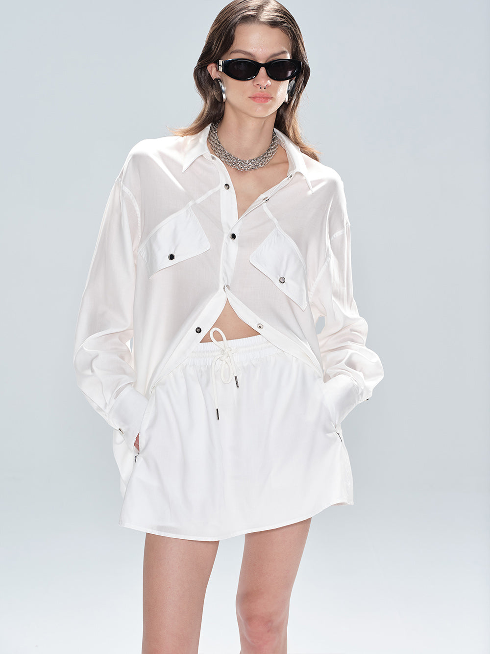 MUKTANK x MODULER Tencel Loose Shirt and Shorts Sun Protection Coordinating Set -Bottom