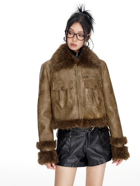 MUKTANK x WESAME Winter Retro Brown Fur Coat