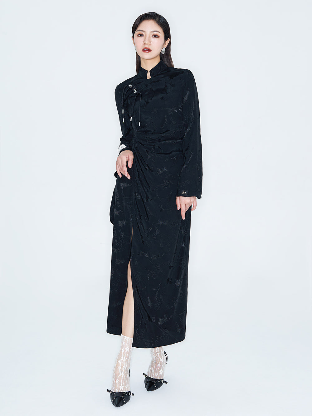 MUKZIN Linglong "Joyful Phoenix" - New Chinese-Style Jacquard High-Slit Cheongsam Dress