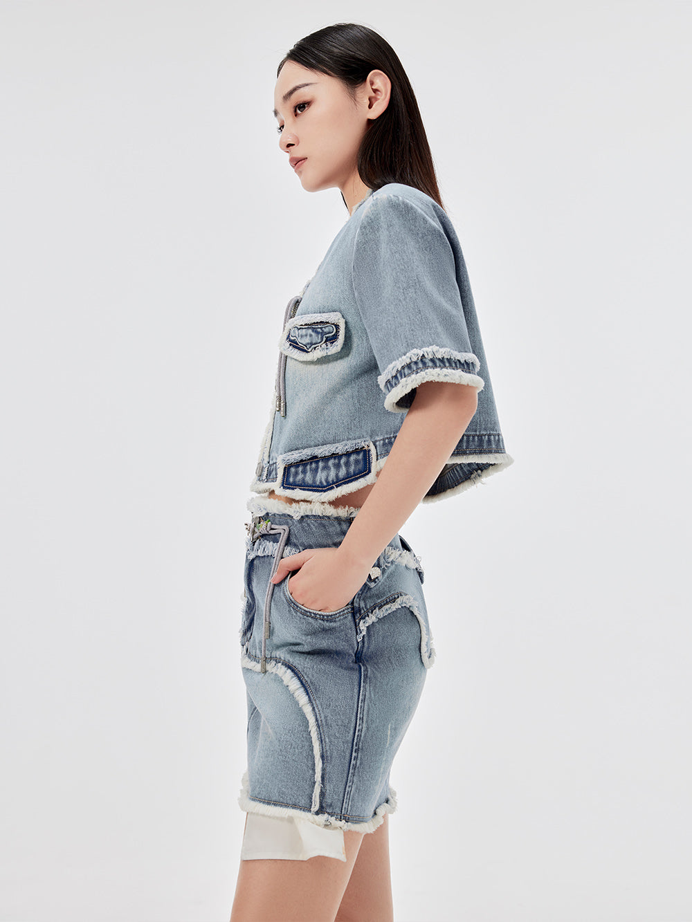 MUKZIN Vintage Denim Short Sleeve Jacket