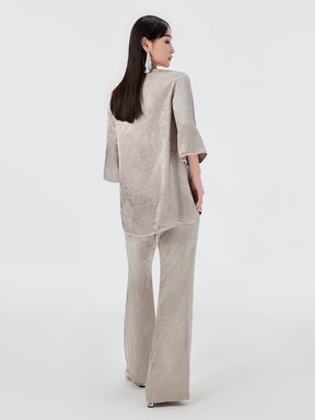 MUKZIN Jacquard High-waisted Wide-leg Pants