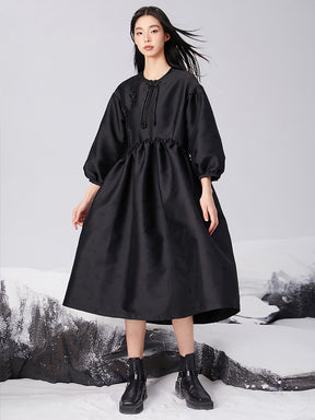 MUKTANK x CUUDICLAB Black Jacquard Floral Dress