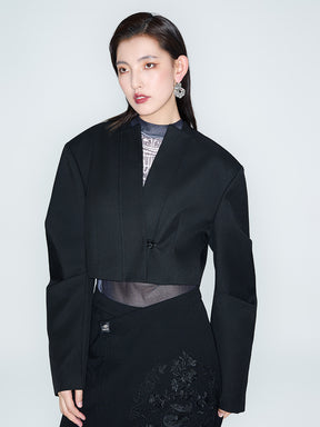 MUKZIN Linglong "Black Orchid" New Chinese-style Short Jacket