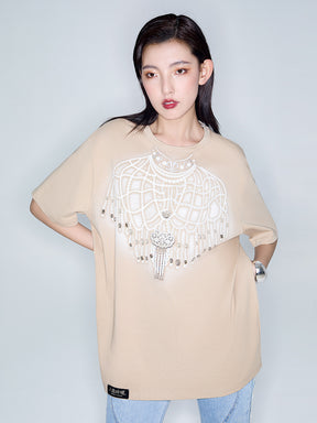 MUKZIN Linglong“Pearl” Vintage Loose Basic T-Shirt