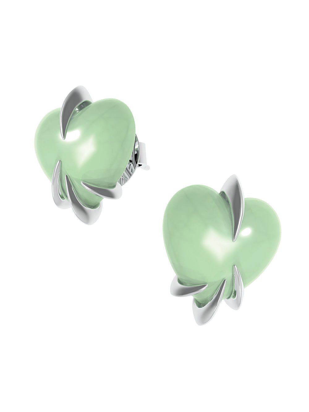 MUKTANK x Mandarin Zan Club Luminescent Gemstone Dragon Claw Heart Stud Earrings