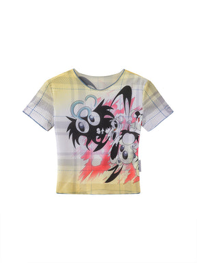 MUKTANK x Damage Asia 2D Cartoon Printed Mesh T-shirt