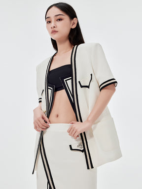 MUKZIN White Navy Cardigan Jacket