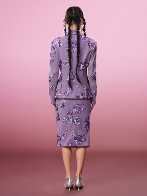MUKZIN Slim Purple Chinese Style Printed Coat
