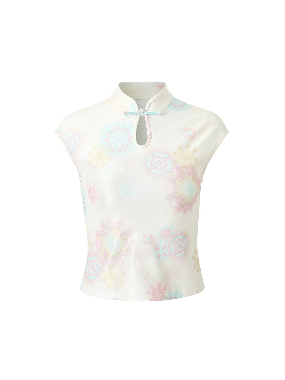 MUKTANK x LOUMUTAKU Mengze "Colorful Summer" Niche Girl Kaleidoscope Fireworks Cheongsam Collar Dress Set Kaleidoscope Top