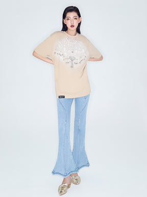 MUKZIN Linglong Series "Pretty Lady" Retro Slim Fit Denim Horseshoe Pants