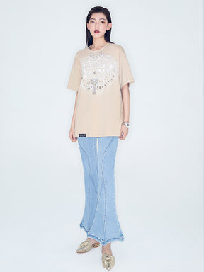 MUKZIN Linglong Series "Pretty Lady" Retro Slim Fit Denim Horseshoe Pants