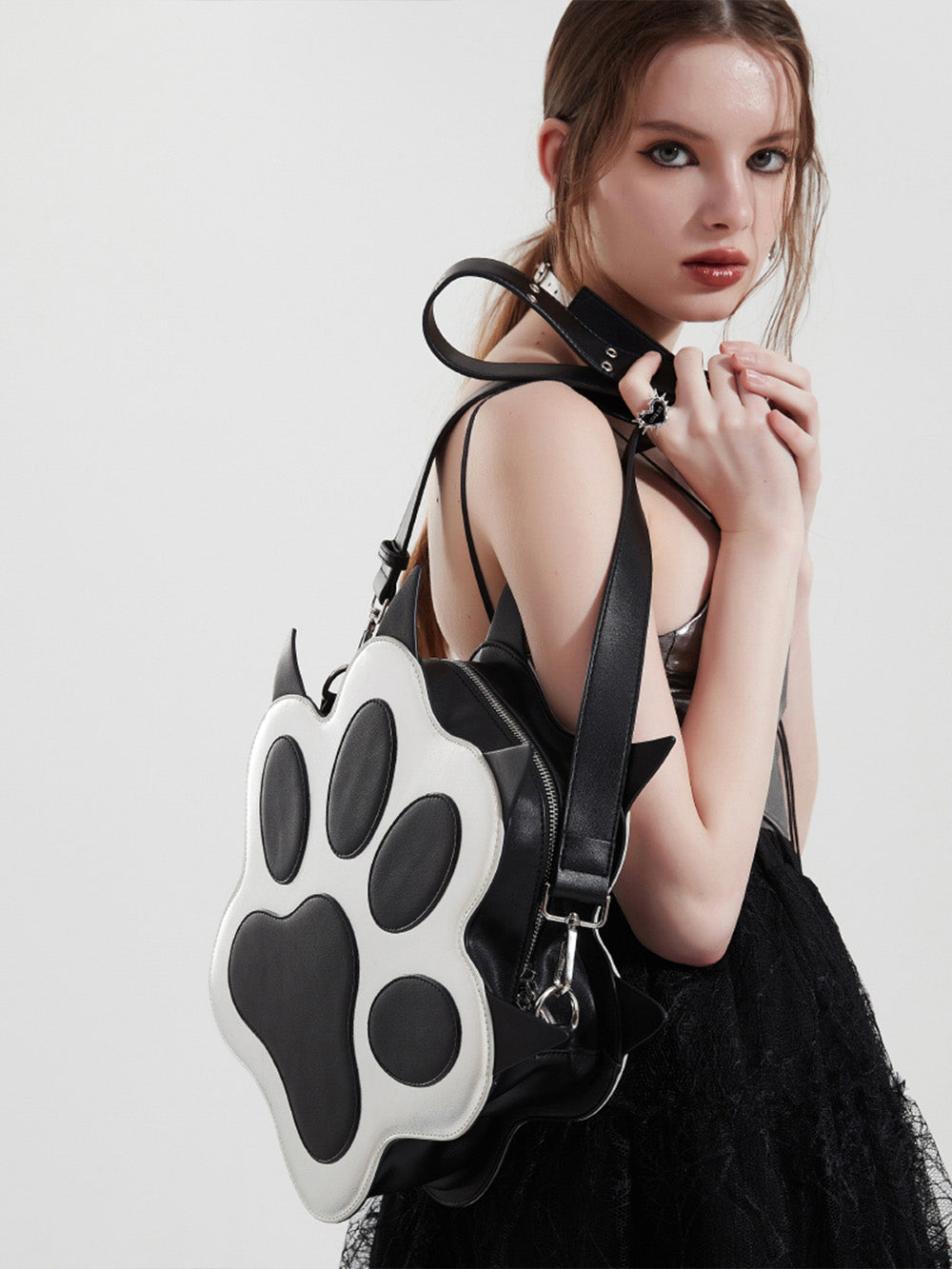 MUKTANK x WHITEHOLE Rebllious Dog Paw Shaped Leather Backpack