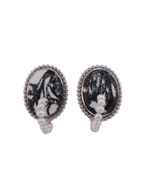 MUKTANK X QUANDO Black and White Sterling Silver Earrings