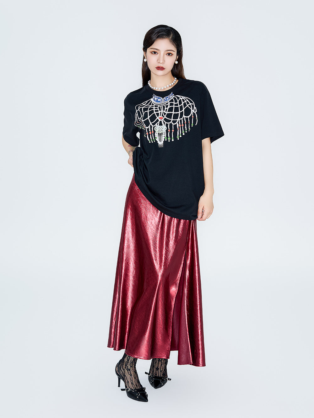 MUKZIN Linglong“Pearl” Vintage Loose Basic T-Shirt