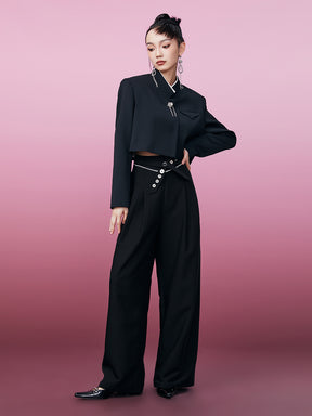 MUKZIN  Straight Wide-leg Pants Look Slim Loose Simple