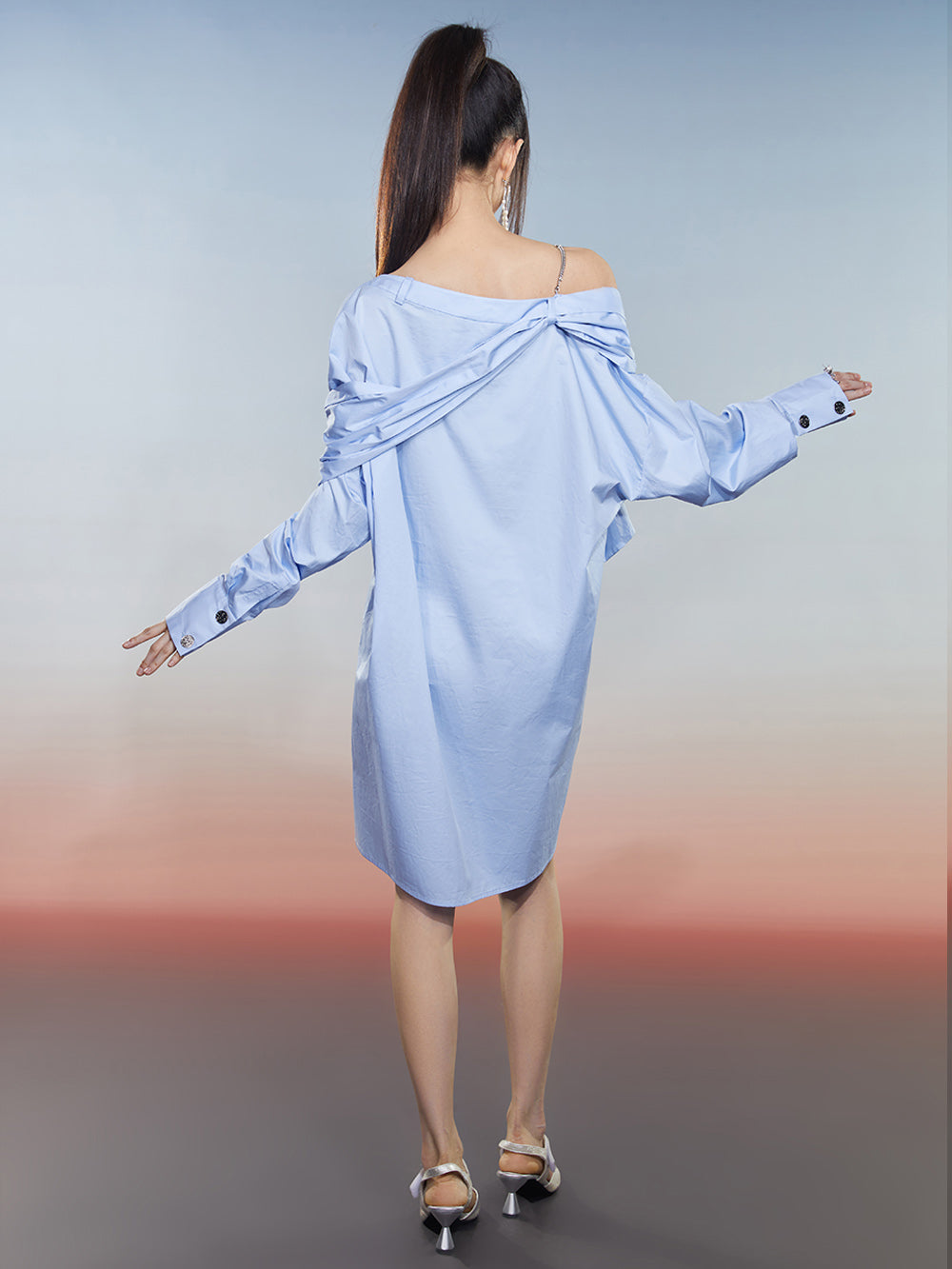 MUKZIN Simple Elegant Loose Blue Casual Dress