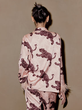 MUKZIN Crouching Dragon and Hidden Tiger with Ostrich Hair Pajama Shirts