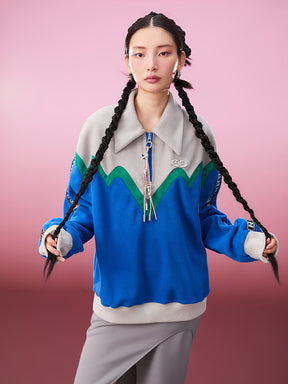 MUKZIN Color Block Warm Versatile Casual Style Comfortable Sweatshirt