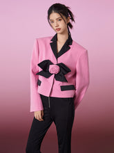 MUKZIN Pink Stylish Lapel Suit with Bow Decoration