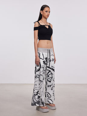 MUKTANK x Damage Asia Berlin Graffiti Low-waist Sporty Casual Pants