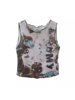 MUKTANK x Damage Asia Mottled Rust Stains Mesh Vest