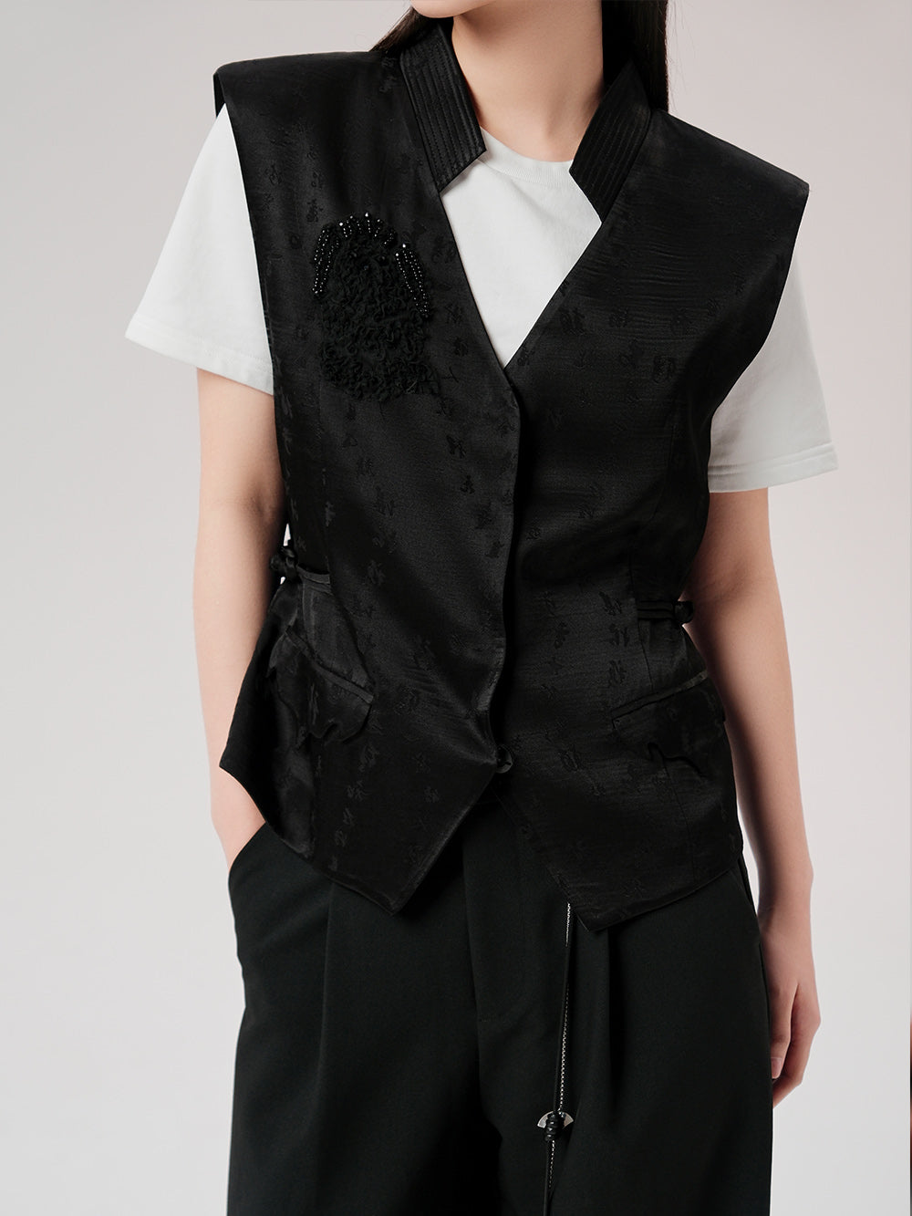 MUKZIN Black Printed Cool Vest Top