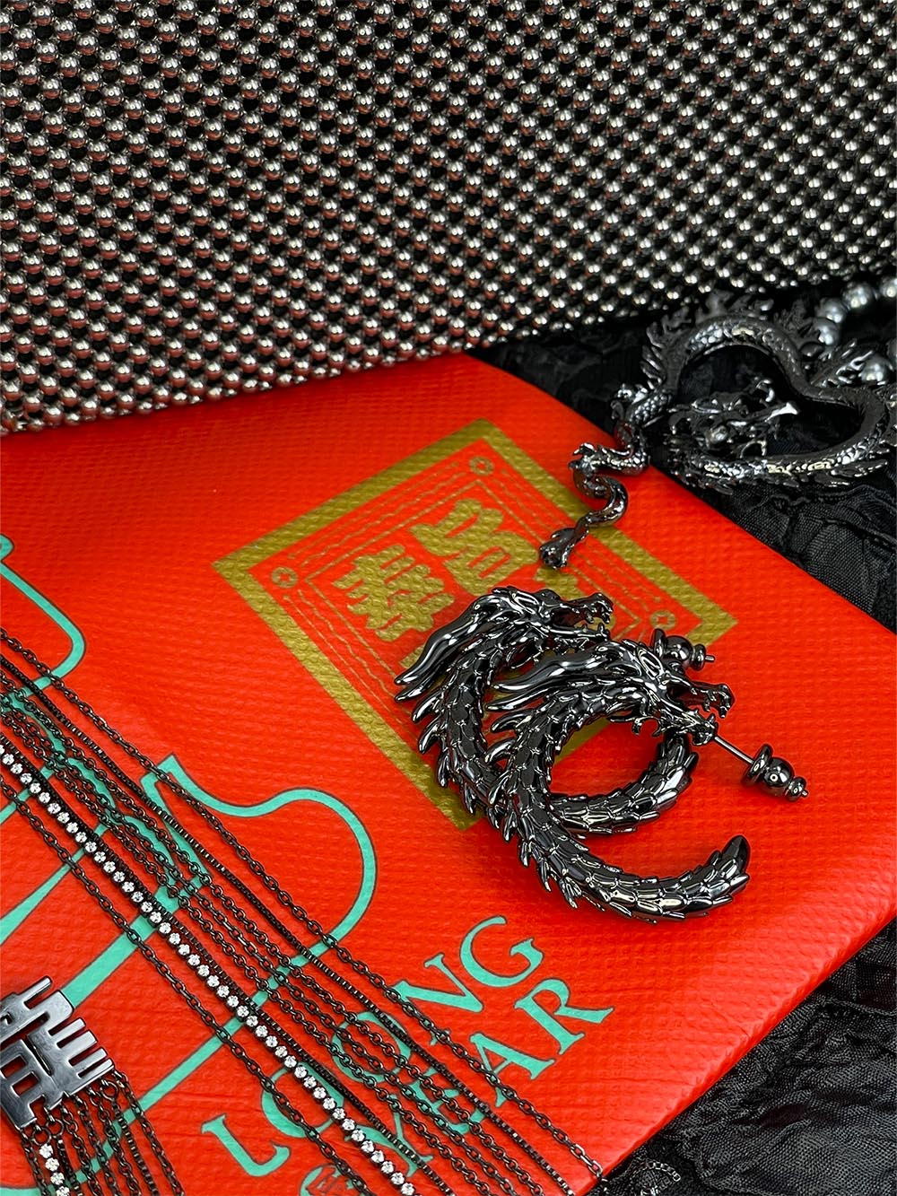 MUKTANK x Mandarin Zan Club Swimming Dragon in the Abyss Earrings Series