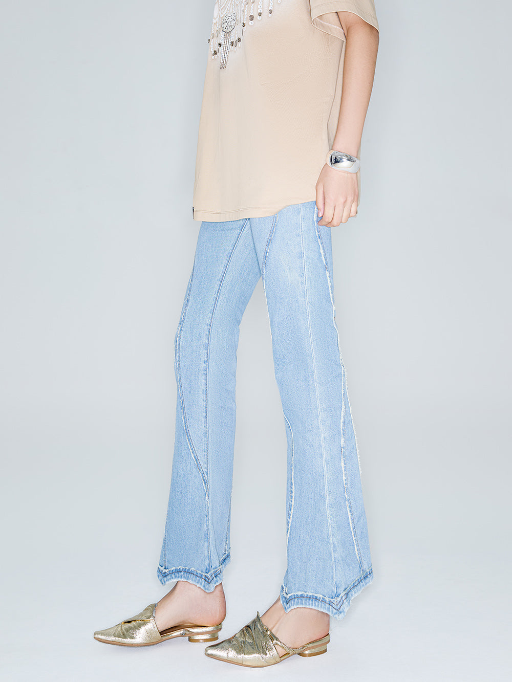 MUKZIN Linglong Series "Pretty Lady" Retro Slim Fit Denim Horseshoe Pants